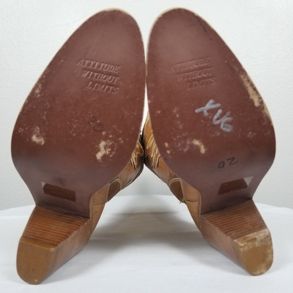 AWOL 90s Y2K Barbie Bratz Butterfly Tan Leather Western Rockabilly Boots 7.5 - Picture 11 of 12